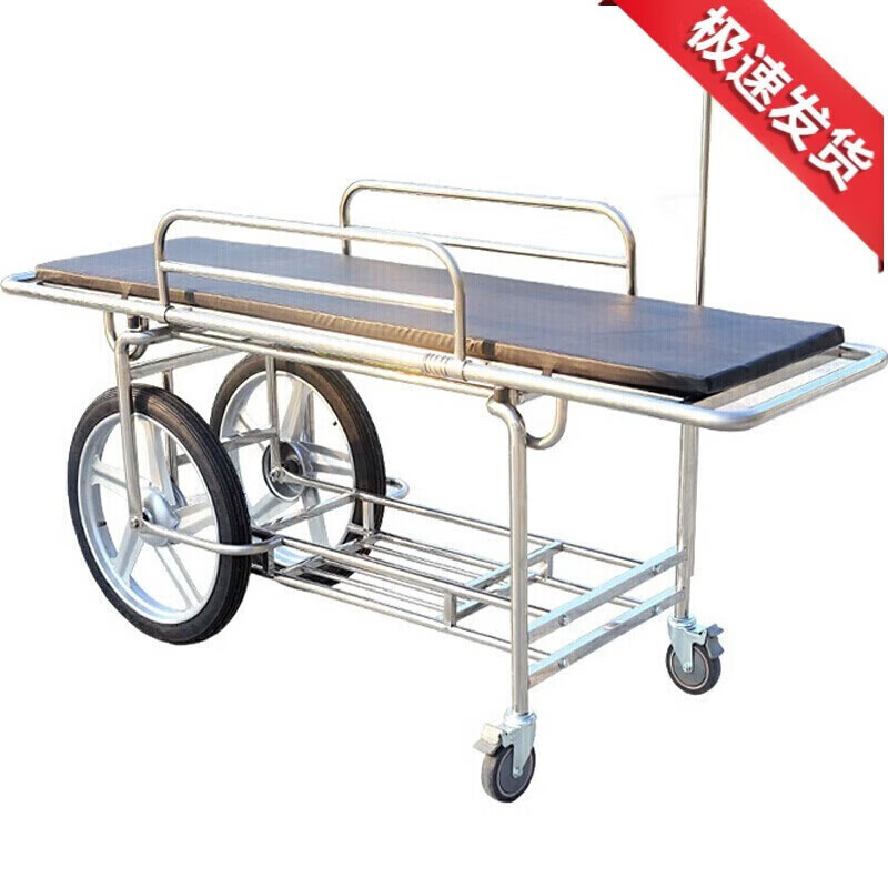担架车不锈钢病人输送转移车 铲式担架 牢固救护担架床四小轮推 摩托