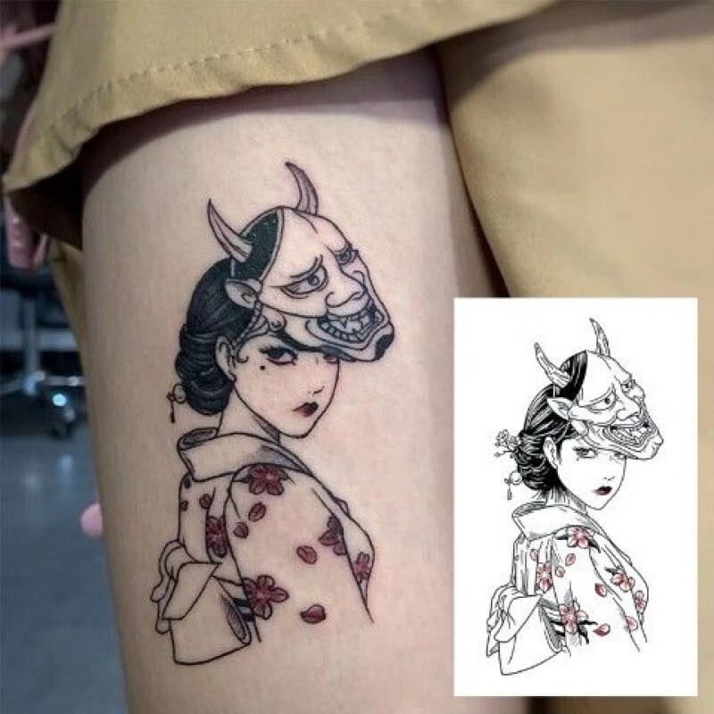 兰迪惟依川上富江少女手绘纹身贴防水半性感花臂暗黑系日式 x17