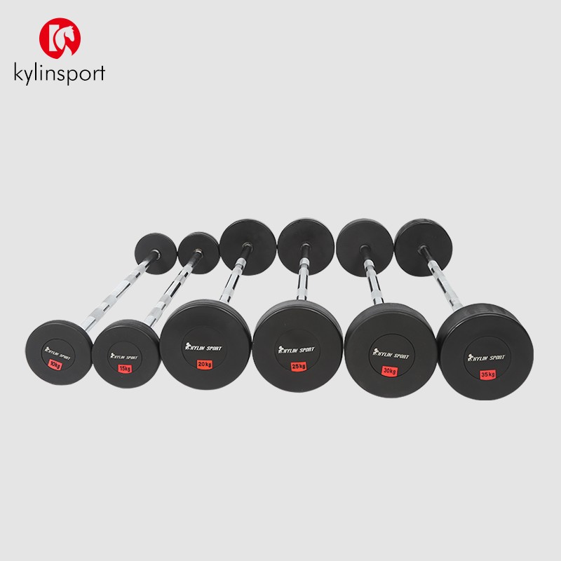kylin sportkylin固定式杠铃长杆哑铃包胶杠铃杠健身房家用直杆曲杆小