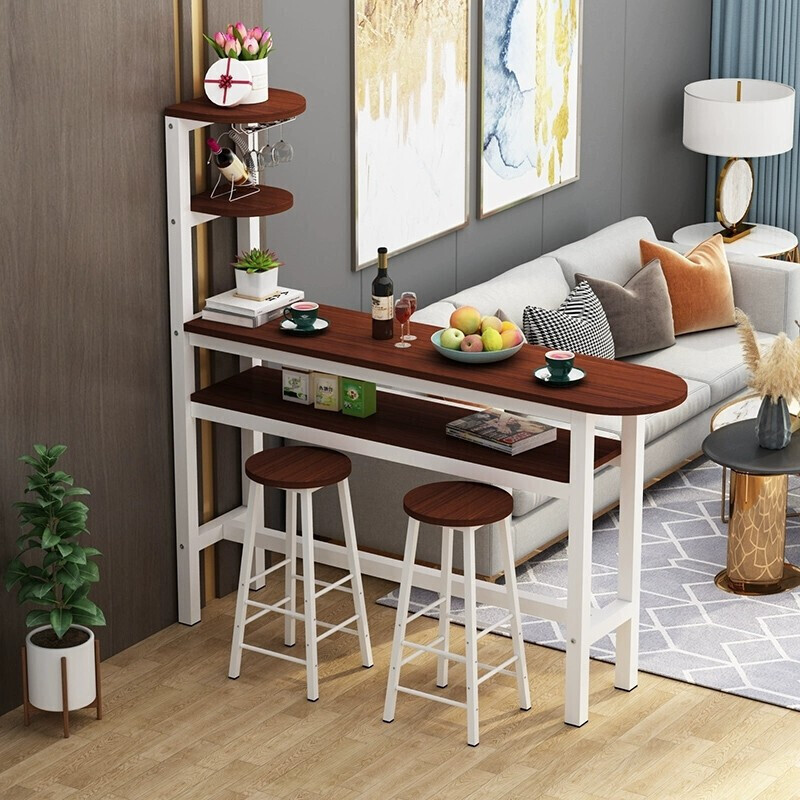 禧厢苑简约现代家用吧台桌小户型铁艺高脚桌子靠墙家庭吧台沙发隔断柜