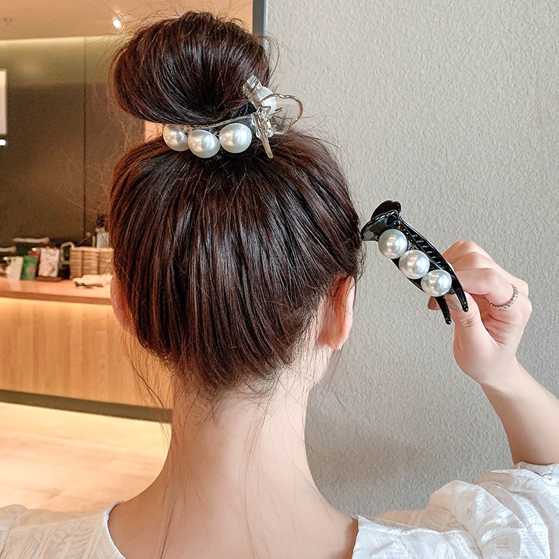 飞花丸子头抓夹盘发固定神器网红发夹后脑勺鲨鱼夹漂亮头饰发卡女成人