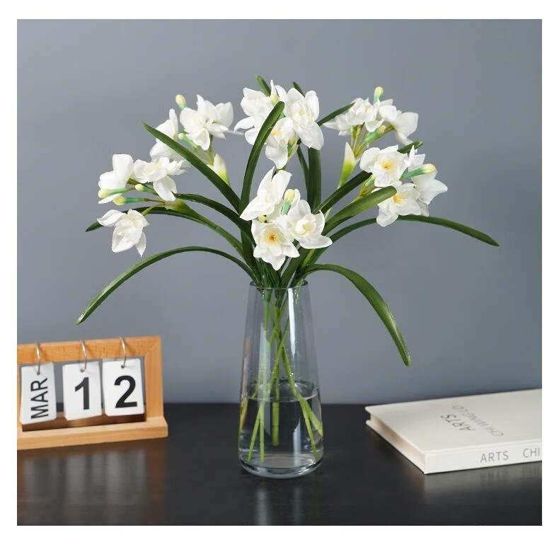 仿真花高档假花欧式软装饰品幸福感客厅餐厅花艺插花 小白花 3支