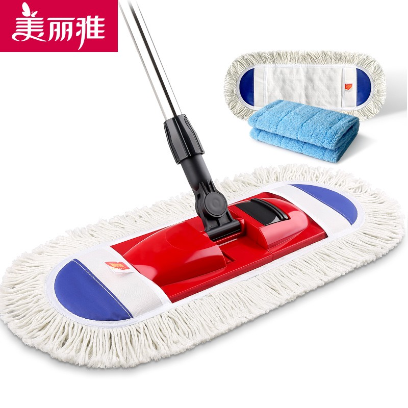 美丽雅 平板拖把家用可旋转轻巧木地板拖地可夹毛巾拖布懒人拖把