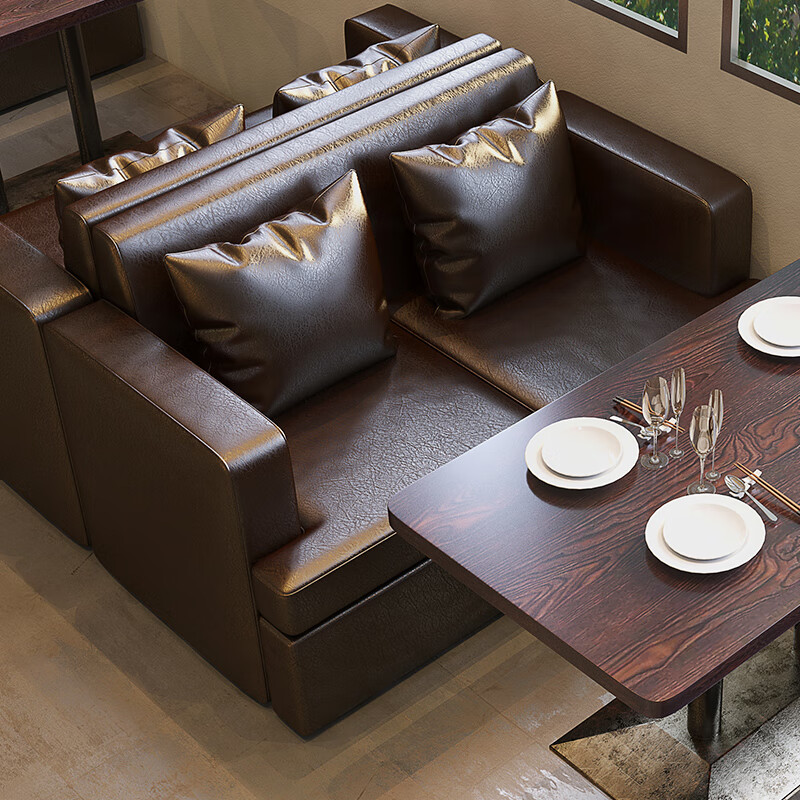 麦凯瑞 咖啡厅桌椅组合西餐厅酒吧清吧酒馆桌椅汉堡饮品卡座沙发 双人