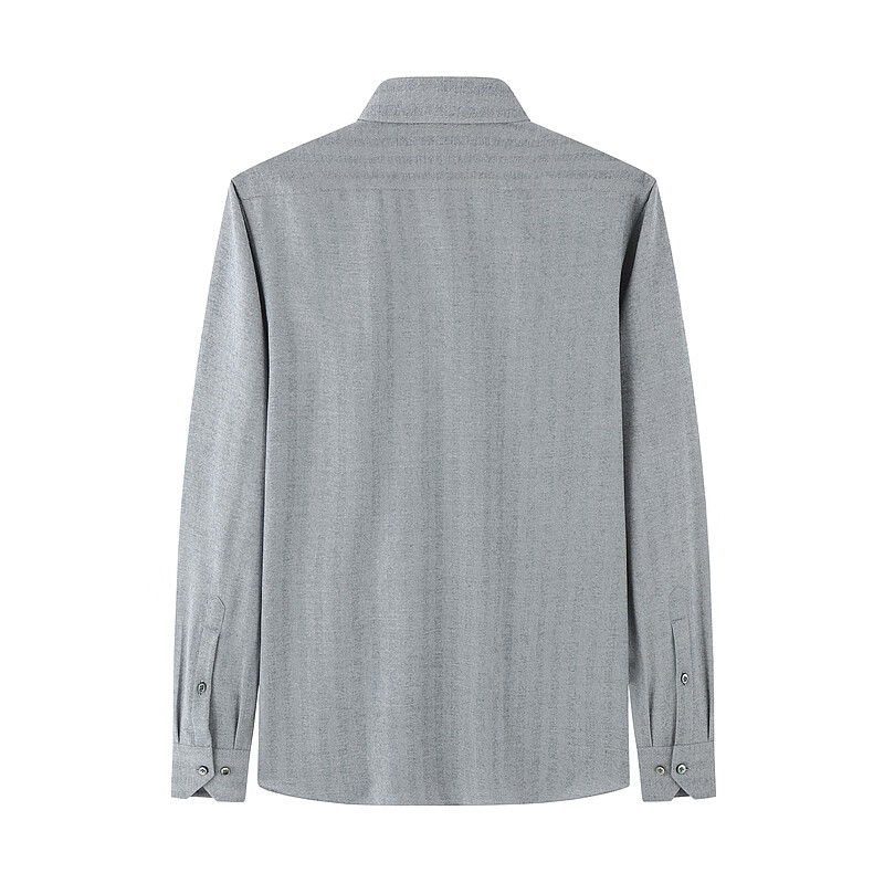 MAYOR男装 高支羊毛羊绒面料灰色人字纹七步手工长袖衬衫 灰色 39