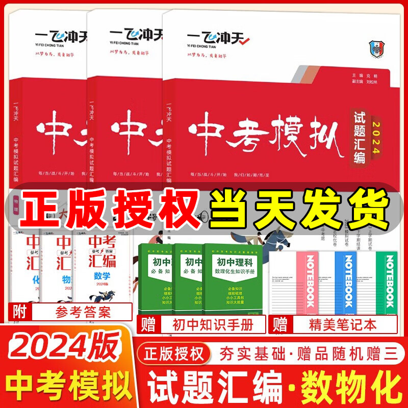 【现货】2024版一飞冲天中考模拟试题汇编数学物理化学全套3本 天津六年中考真题2023年各区县模拟期末质量调查结课试卷