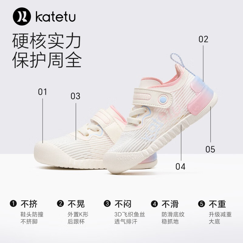 卡特兔学步鞋宝宝凉鞋婴儿1-3岁夏季小k盾机能鞋童鞋透气网眼鞋 白粉蓝 23 内长14.0cm 适合脚长13.0-13.4