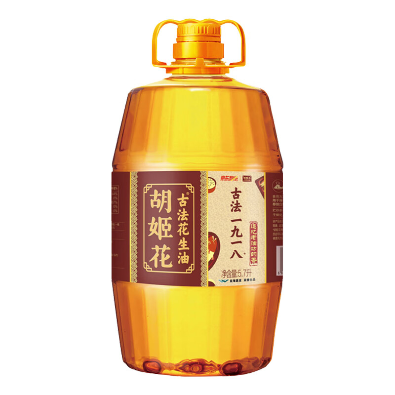 胡姬花 食用油 古法压榨一九一八花生油5.7L