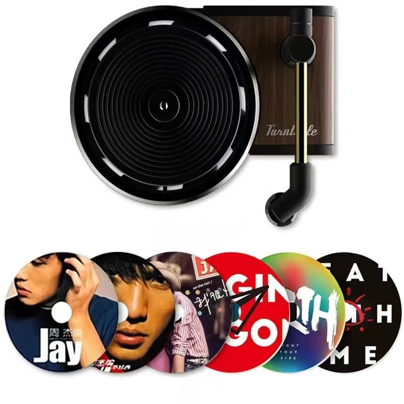 自由牛（ZIYOUNIU）周杰伦唱片机出风口车载香薰香片香水香氛汽车内饰摆件挂件扩香器 车载旋转唱片机和香薰片全套16张