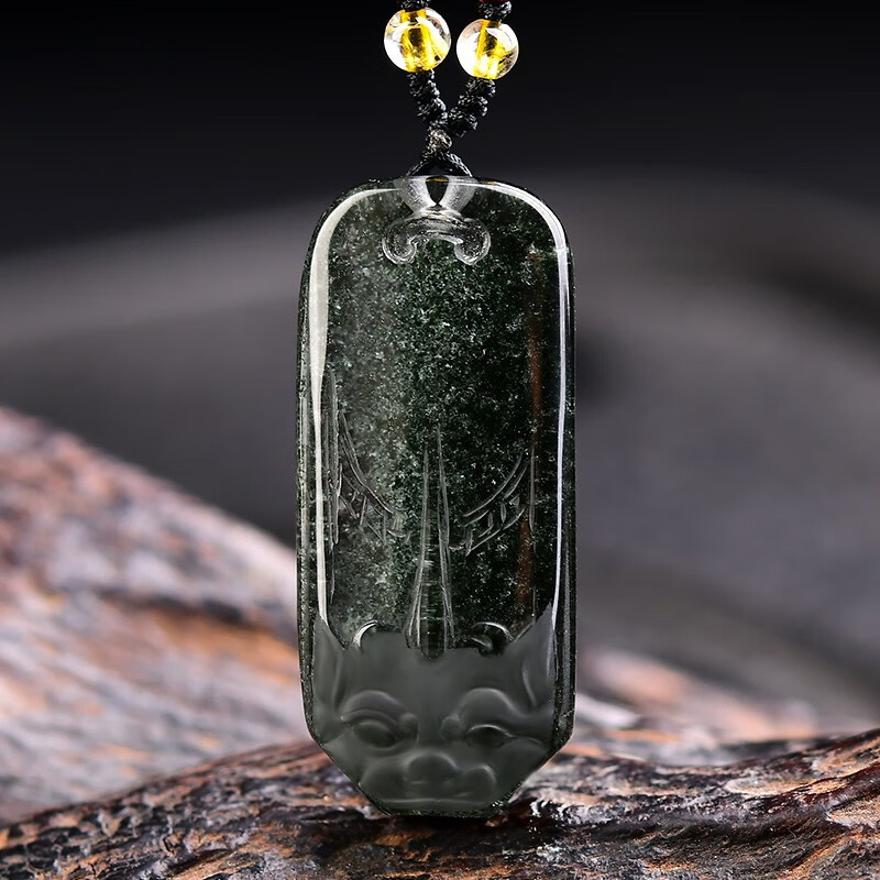 慈灵阁绿幽灵貔貅吊坠财运神兽平安无事牌绿水晶男士女项链礼物