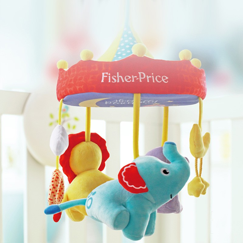 费雪(Fisher-Price)婴儿玩具床铃 床头发条旋转音乐挂饰 新生儿礼盒 毛绒安抚床铃