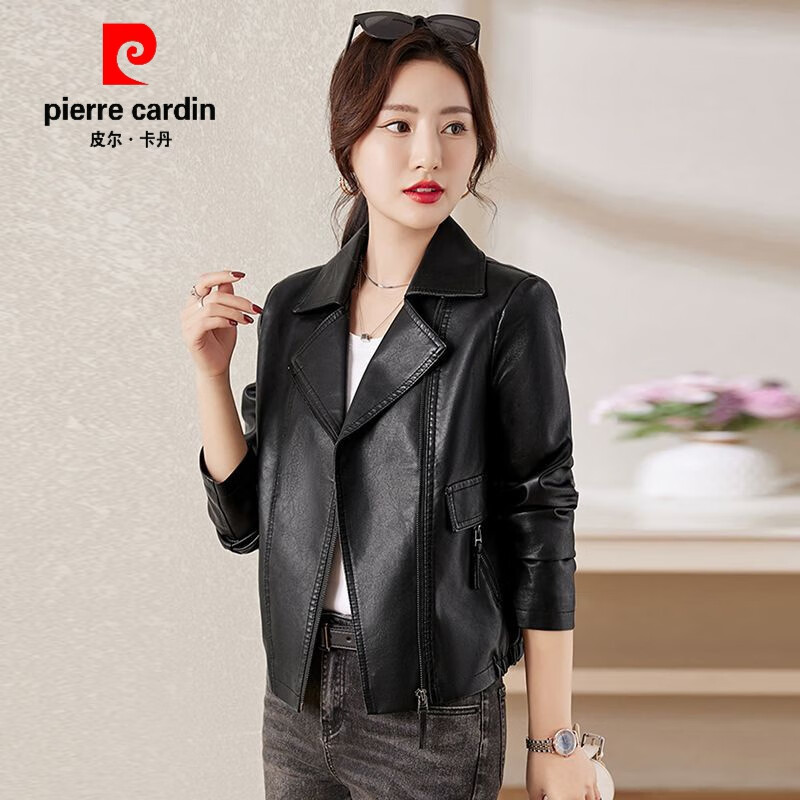 皮尔卡丹（pierre cardin）真皮皮衣女外套2023春秋新款韩版修身显瘦短款小个子百搭皮夹克潮 黑色 M 建议100斤以内怎么样,好用不?