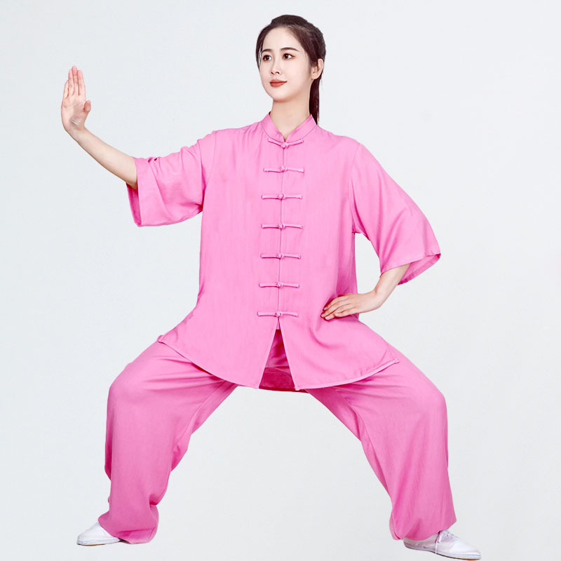 女式太极服夏款太级女服装练武服装 2021新款夏季亚麻太极拳宏情棉绸