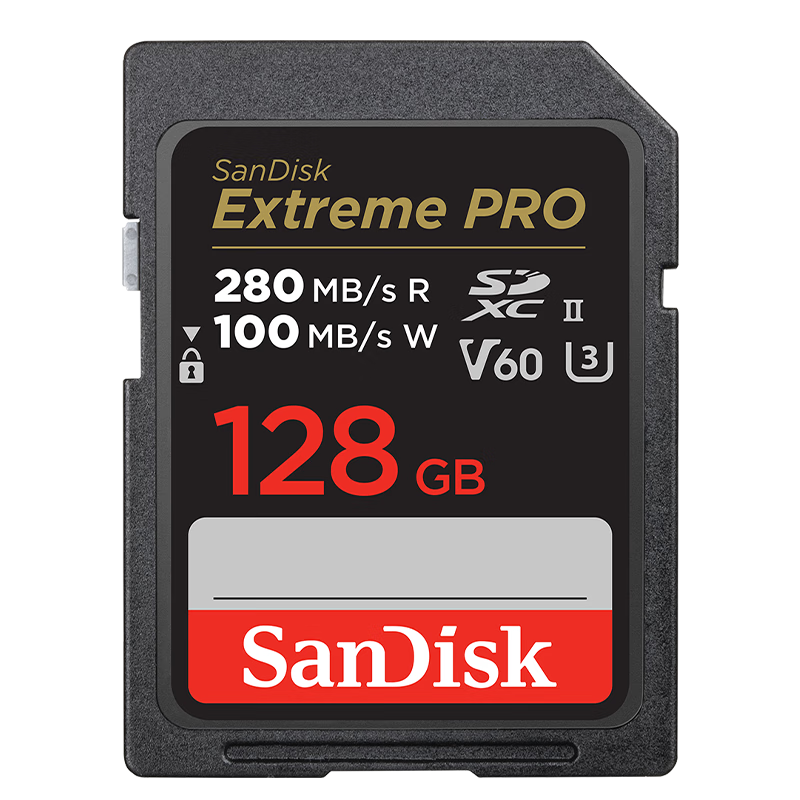 闪迪（SanDisk）128GB V60 SD存储卡U3 C10 6K高速相机内存卡  读速280MB/s 写速100MB/s 高清拍摄 畅快连拍