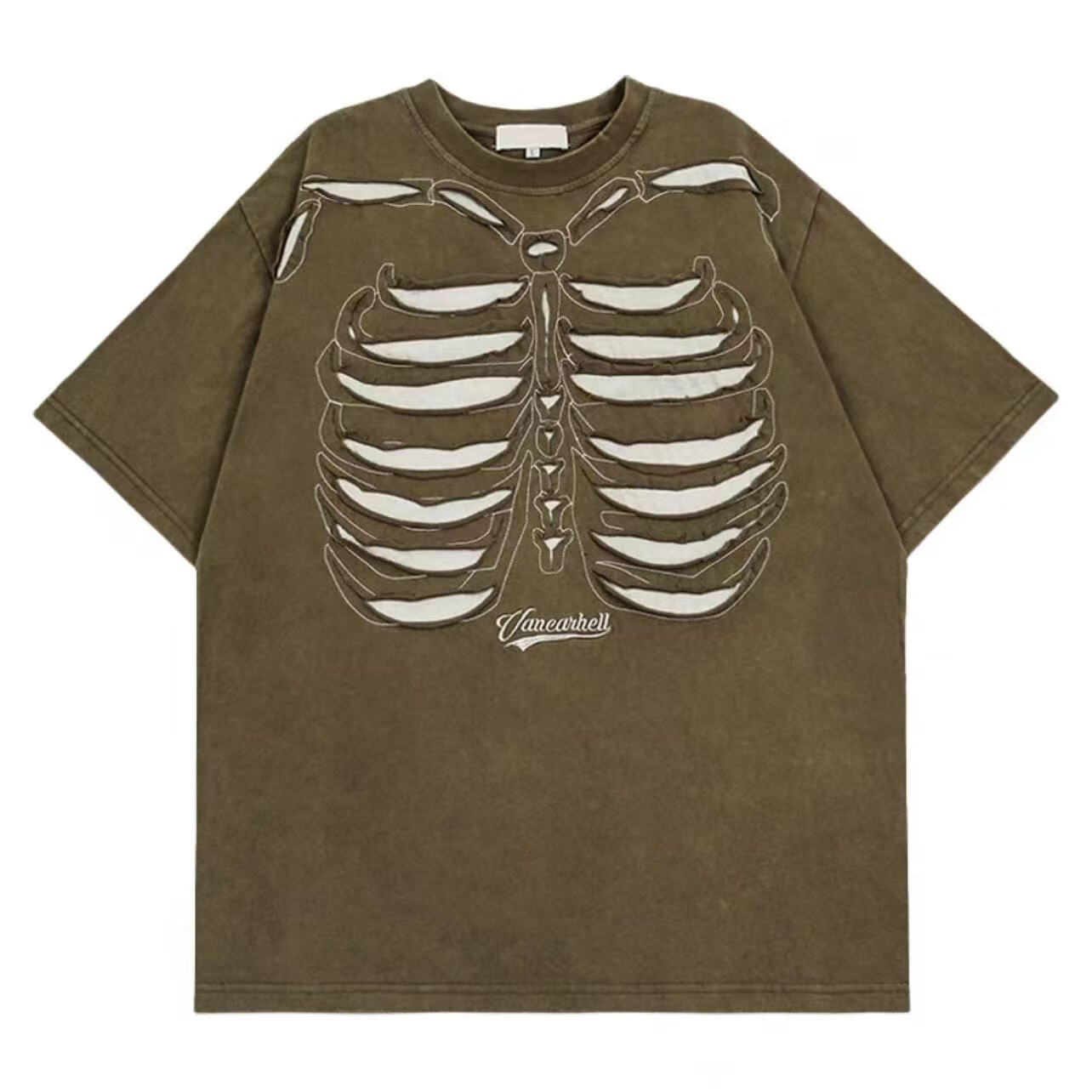 野颂(yeezsaag)夏天可穿乞丐衣服破洞长款t恤男夏季美式复古重工短袖