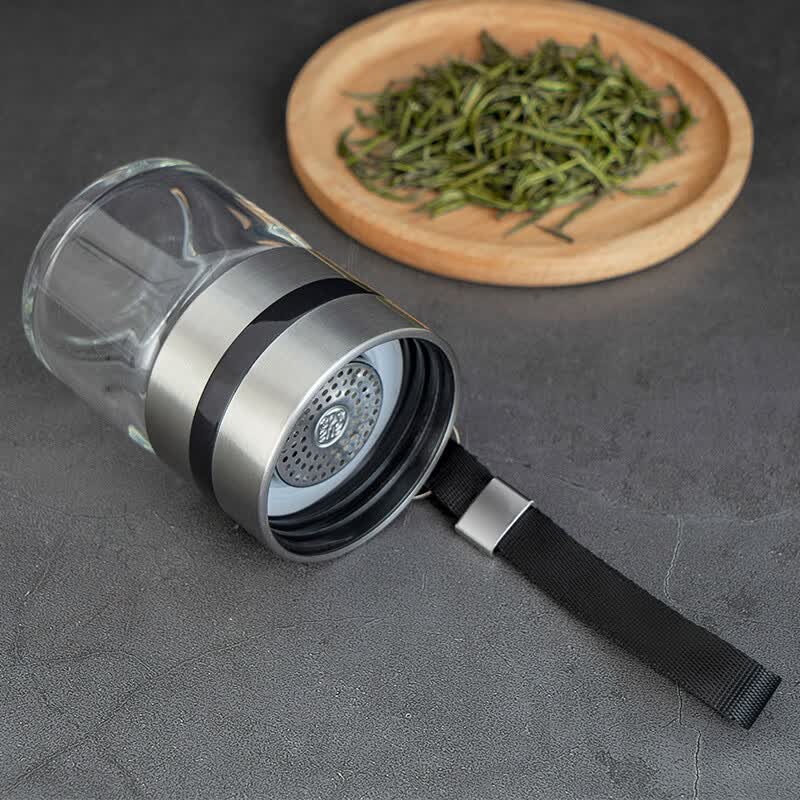 Debo德铂茶水分离杯茶大容量双层玻璃带盖便携高档泡茶杯 茶水分离杯茶 260ml
