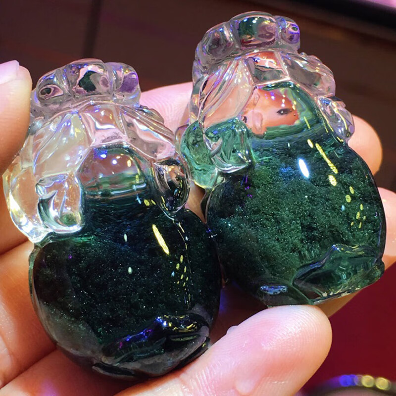 snqp绿幽灵聚宝盆貔貅吊坠项链手链男手串女珠子 2克左右绿幽灵貔貅