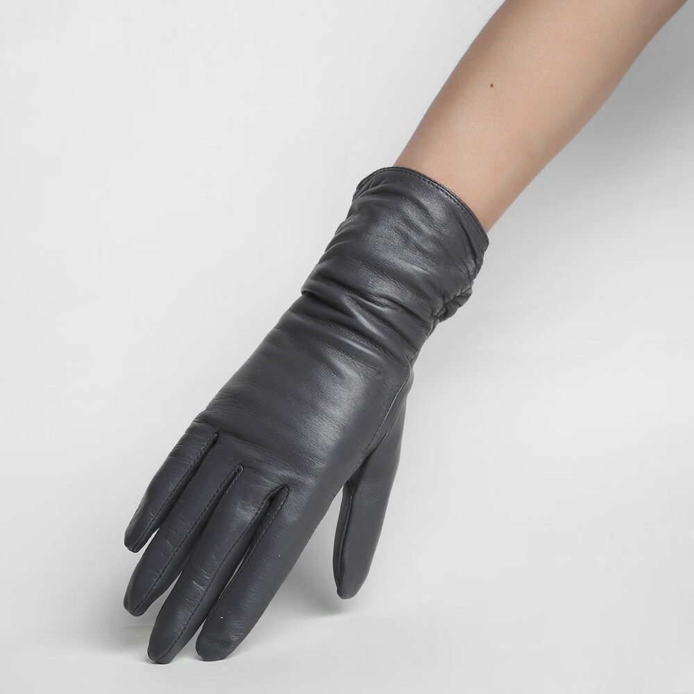 女士羊皮手套加绒绵羊皮真皮手套女保暖触屏长款加绒修手开车骑行薄款