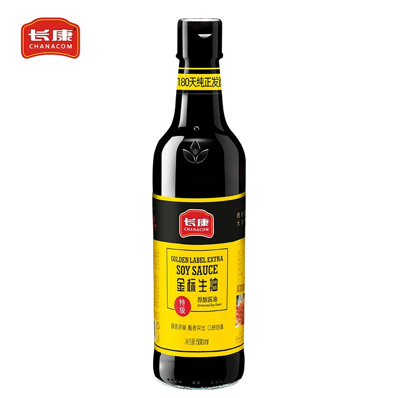 长康酱油 金标生抽500ml特级品质酿造工艺 增鲜上色炒菜凉拌蘸食 500