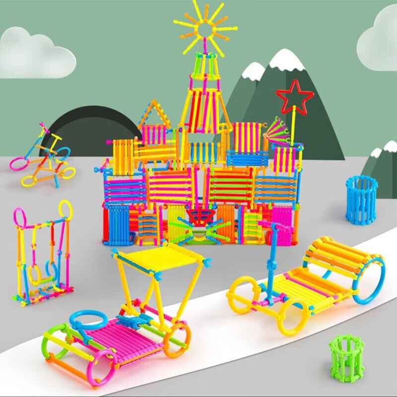 众舰行k儿童魔术棒聪明棒拼接玩具积木宝宝拼插拼装魔术棒 100根 pp