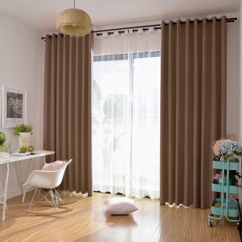 小窗帘短帘定制卧室客厅宿舍窗帘遮光布 高精密-深咖色(遮光率约99%))