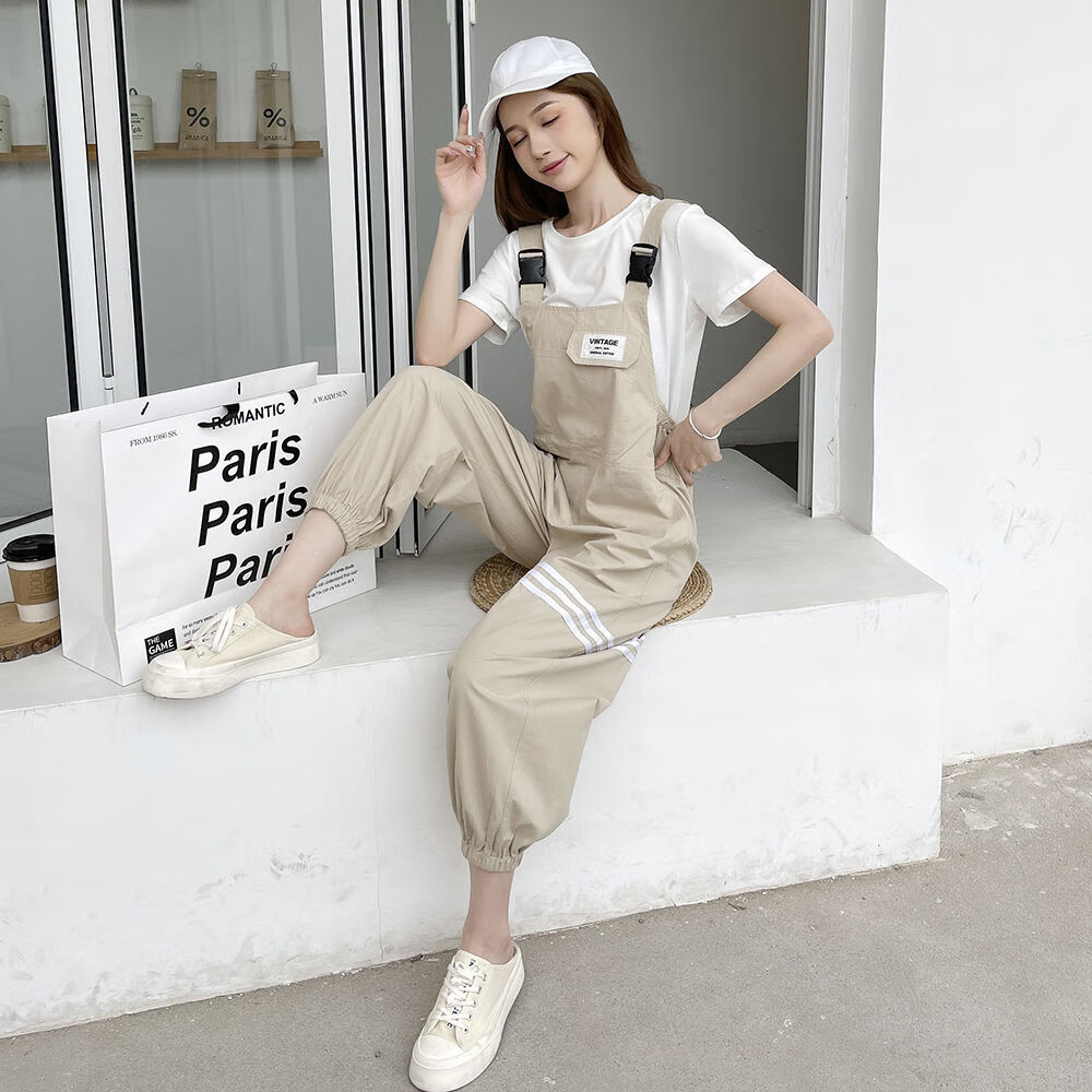 悠丛夏季大学女生穿的背带裤女薄款奶甜系背带裤夏季薄款女束脚2023新