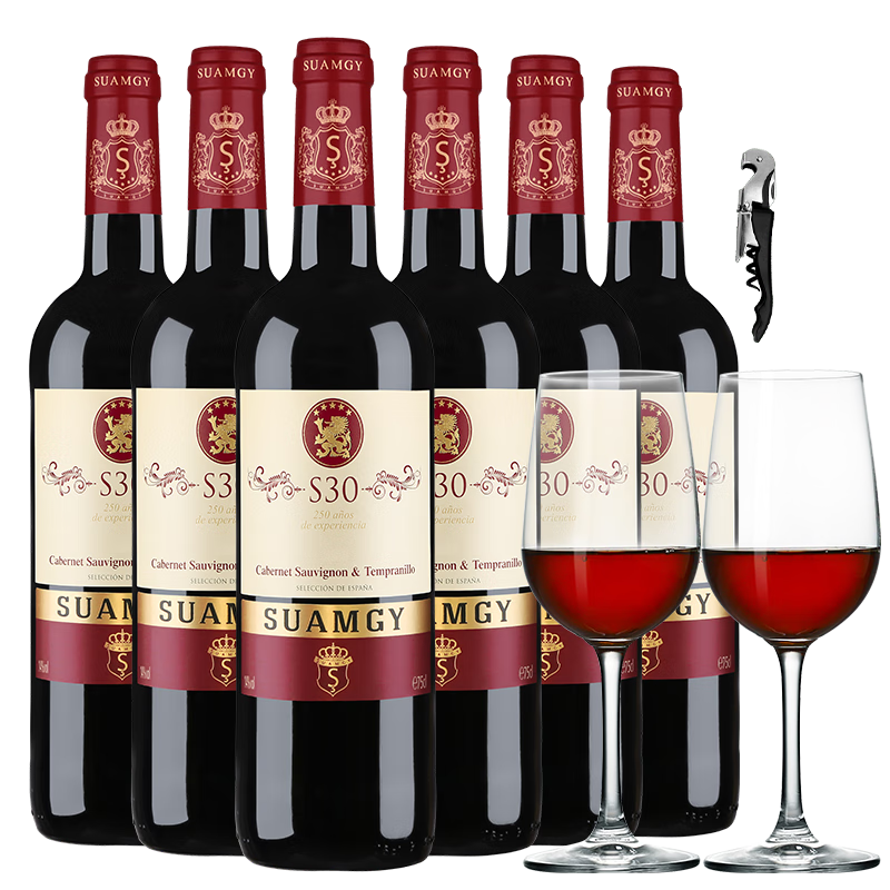 圣芝 S30干红葡萄酒 750ml*6 整箱装  西班牙DOP级原瓶进口红酒