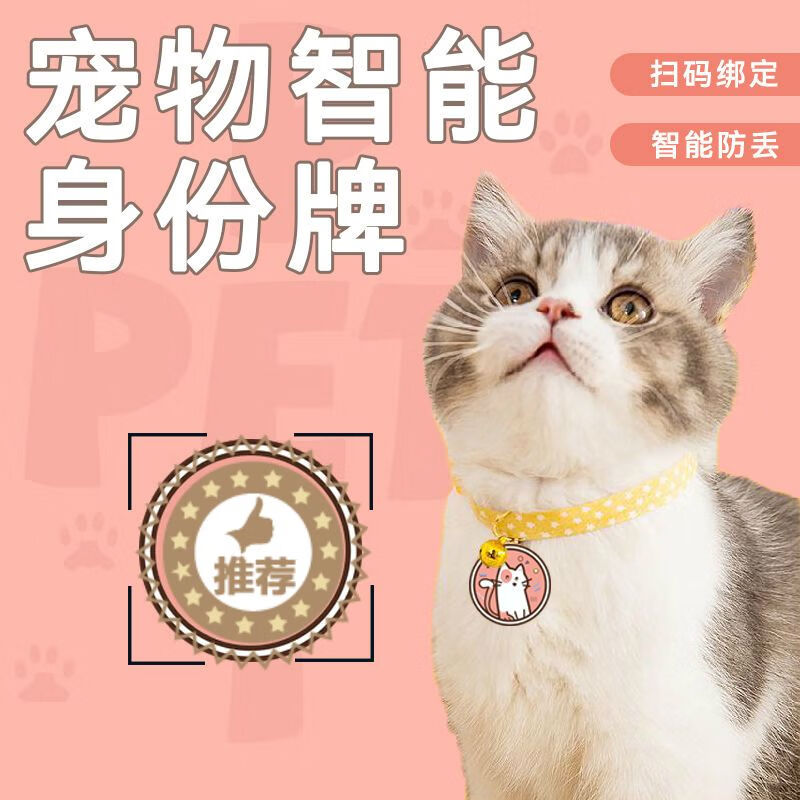防丢牌无电宠物gps宠物定位项圈吊牌 猫咪a款套餐【牌子 随机猫项圈