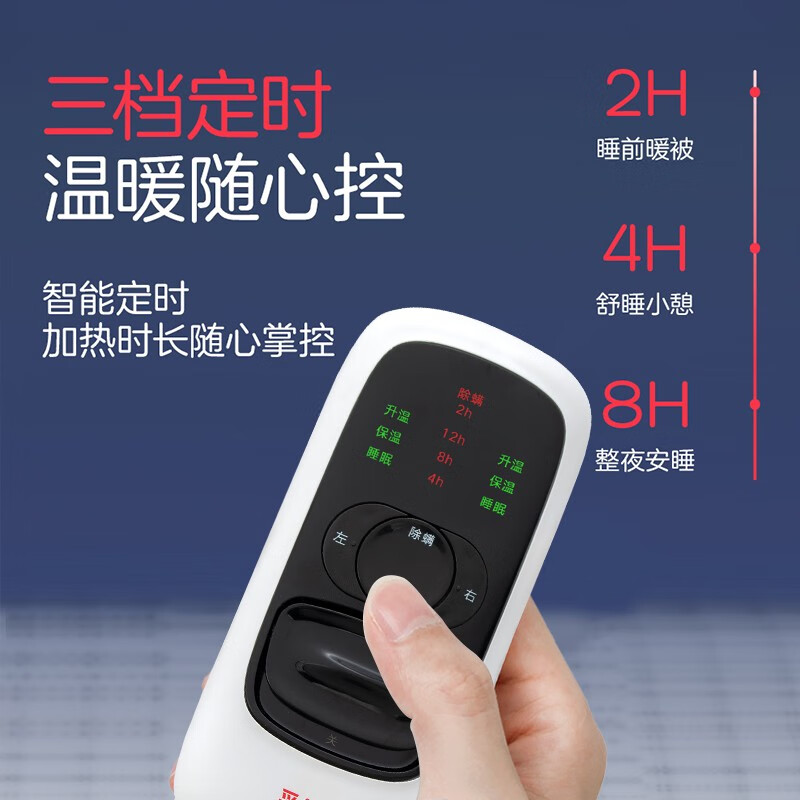 彩虹(RAINBOW)电热毯家用双人双控电褥子可定时除螨排潮电毯子小功率家用电暖毯 定时除螨1.8*1.2米