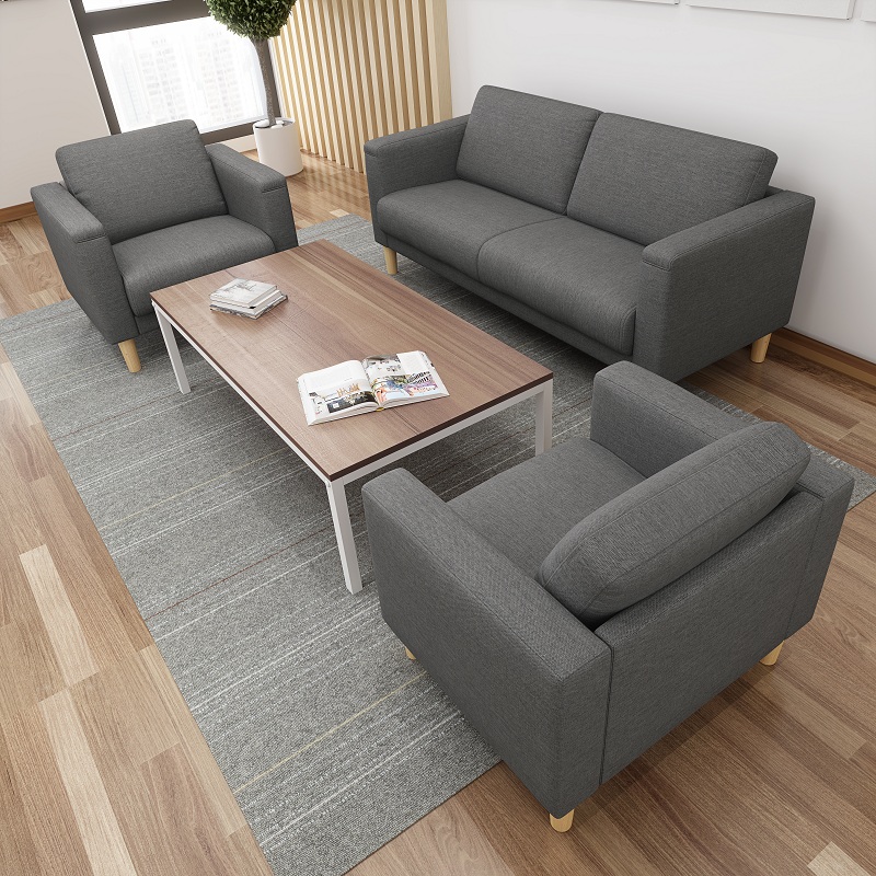 墨绩办公沙发办公室沙发简约现代接待室商务会客小型三人布艺沙发茶几