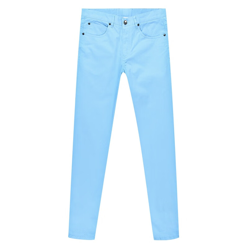 简马仕保罗男士浅蓝纯色直筒弹力棉宽松时尚商务春夏季休闲长裤子薄款