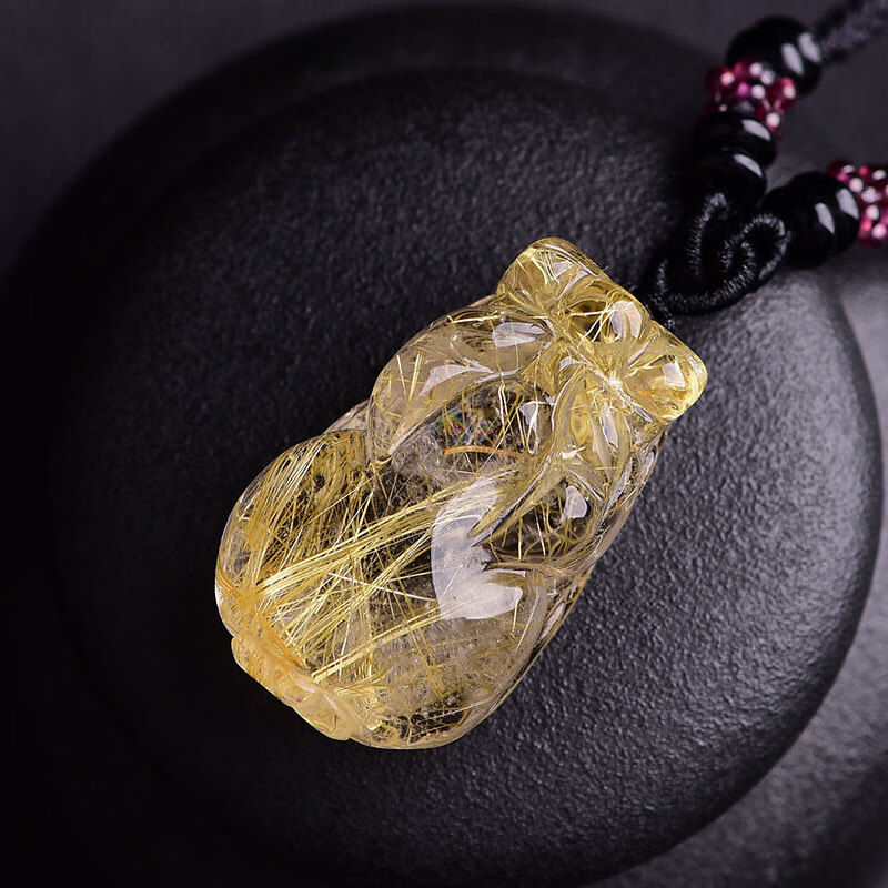 慈灵阁 金发晶钛晶貔貅吊坠男女随身挂件项链水晶情侣饰品