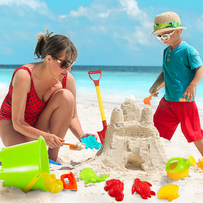 糖米（Temi）夏日海边沙滩宝宝洗澡戏水玩具挖沙漏铲子玩沙土玩雪亲子互动工程车便携套装玩具礼物