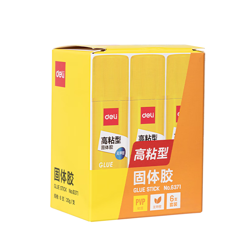 ������deli�����������20g��ճ��PVP���彺ˮ �޼�ȩ������ý��� ǿ��ճ�� ѧ���ľ� 6֧װ �칫��Ʒ 6371