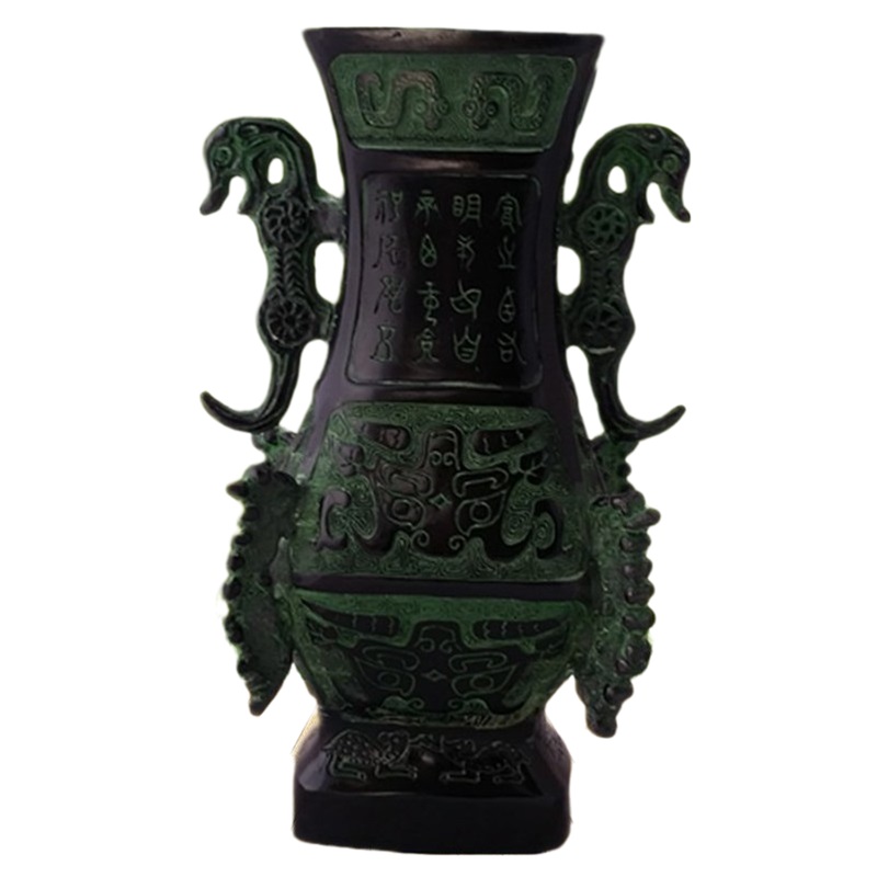 仿古青铜器摆件 四龙方壶 酒樽 现代家居装品 四龙樽 小号19厘米高