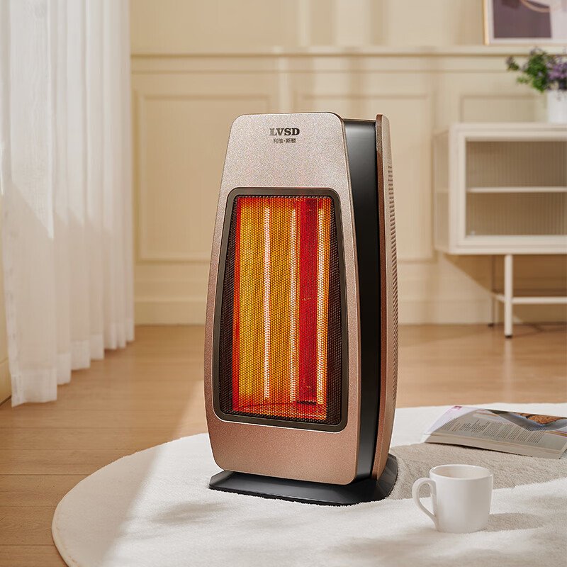 利维斯顿取暖器家用暖风机立式电暖风热风机电暖气节能小太阳遥控电暖器卧室办公室烤火炉APP智能语音AI 速热石墨烯/语音/APP/遥控 香槟金 变频省电2200W