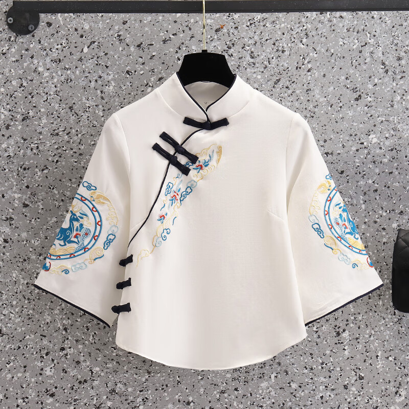 服佛系女棉麻茶服女装汉服中国风唐装素衣禅意仙气采耳师服装茶 白衣