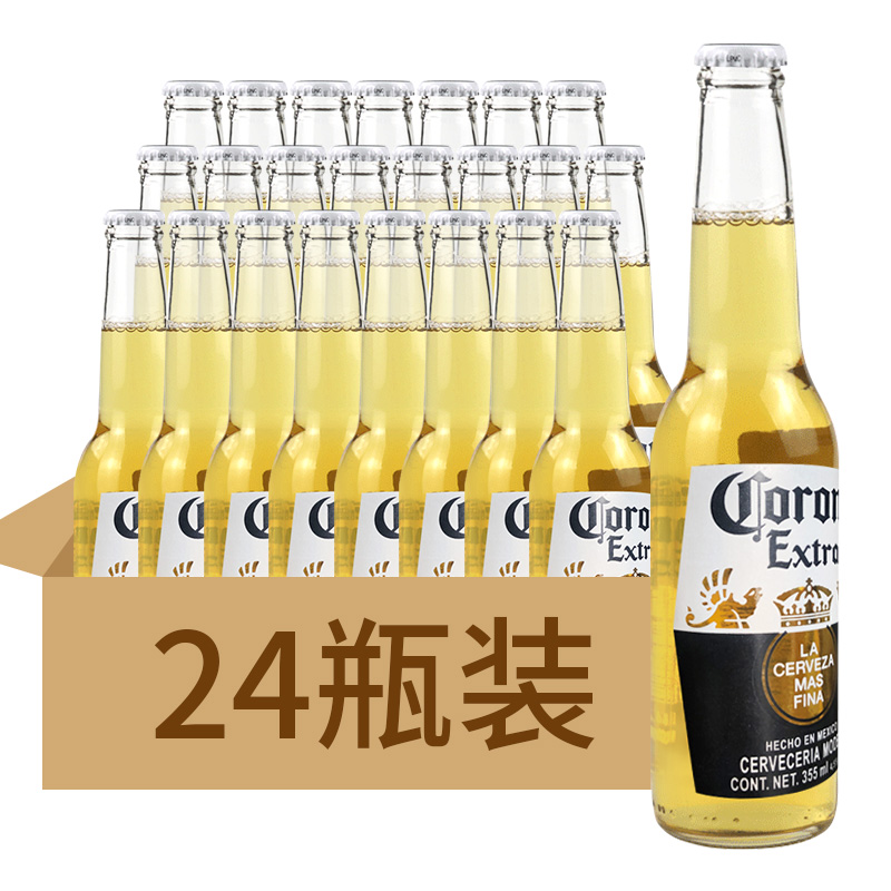 科罗娜（CORONA）啤酒整箱 墨西哥风味黄啤酒原装进口  科罗纳小麦啤酒 355mL 24瓶 整箱装 临期到25年11月底