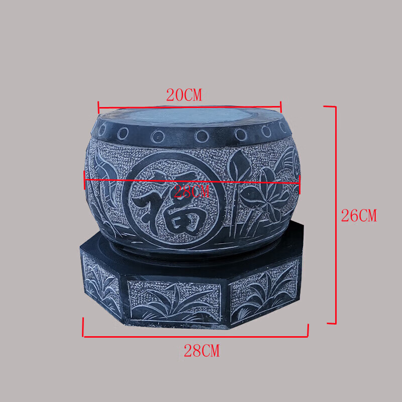 萬(wàn)棠石雕柱礎(chǔ)石八角底座 柱基石古建柱腳柱墩石 空心木柱包皮石鼓定制 實(shí)心鼓面20鼓肚28 高度26