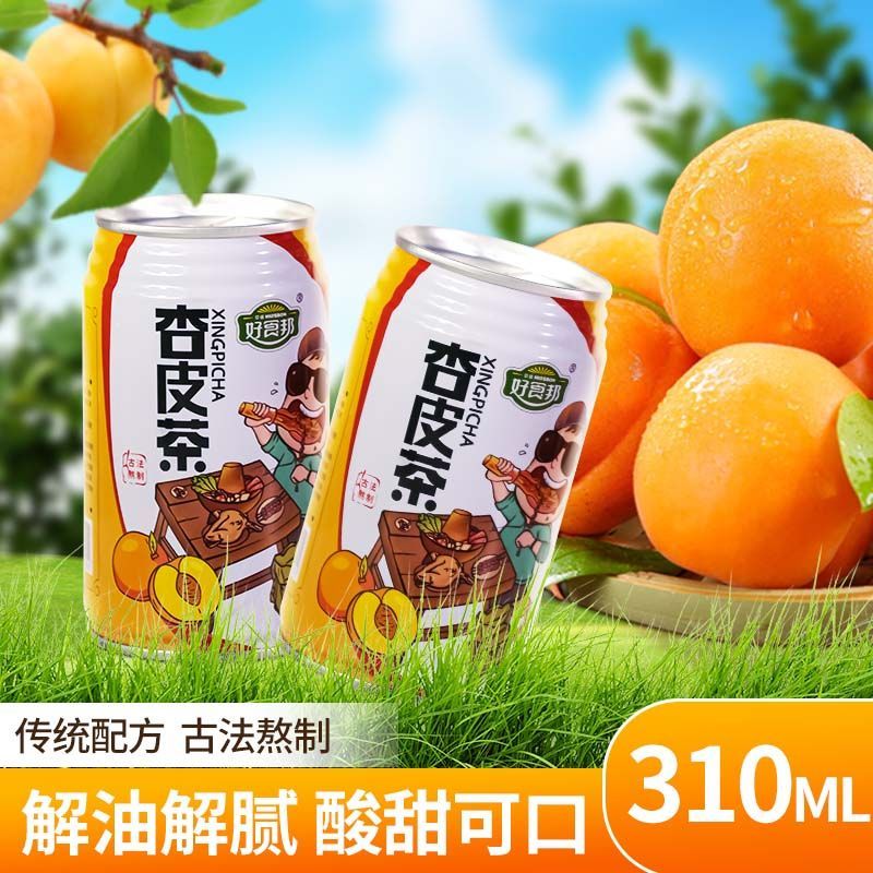 亚盛好食邦甘肃杏皮茶果汁饮料易拉罐杏皮水酸甜可口西北老味道敦煌杏