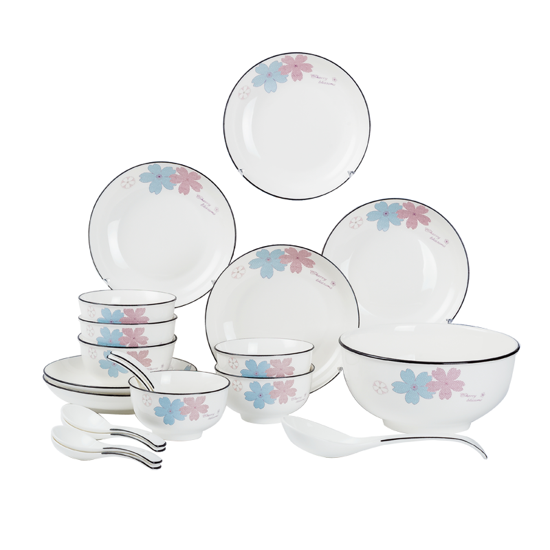 佳佰 景德镇陶瓷餐具套装陶瓷碗碟盘套装20头繁花似锦