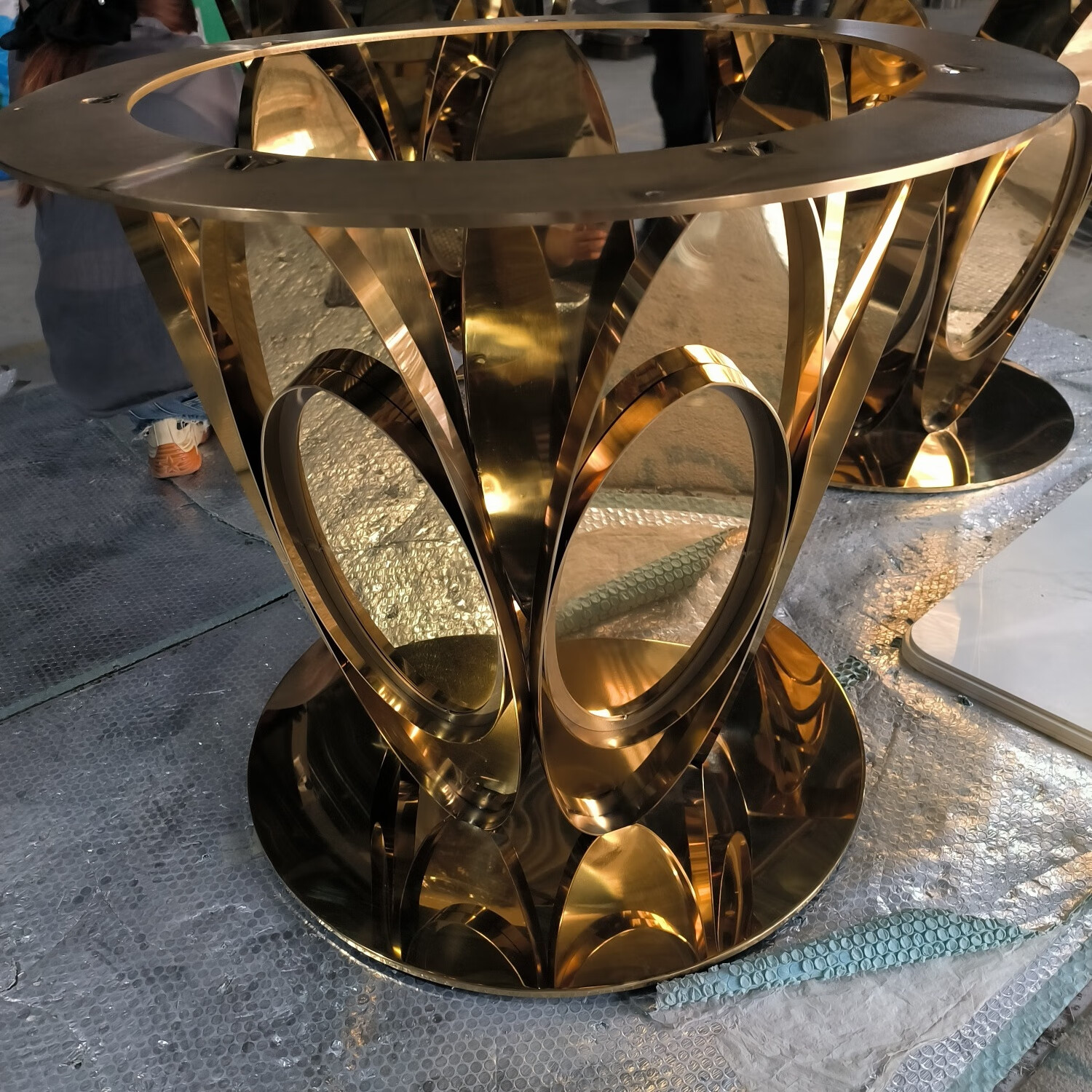 奢石餐桌架子腿圆桌脚桌腿餐圆桌脚支架圆餐桌底座岩板桌架子镜面