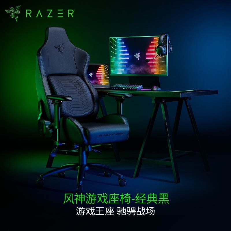 雷蛇（Razer）风神电竞椅 游戏座椅老板椅 4D扶手电脑椅人体工程学椅子家用办公 风神Black Edition