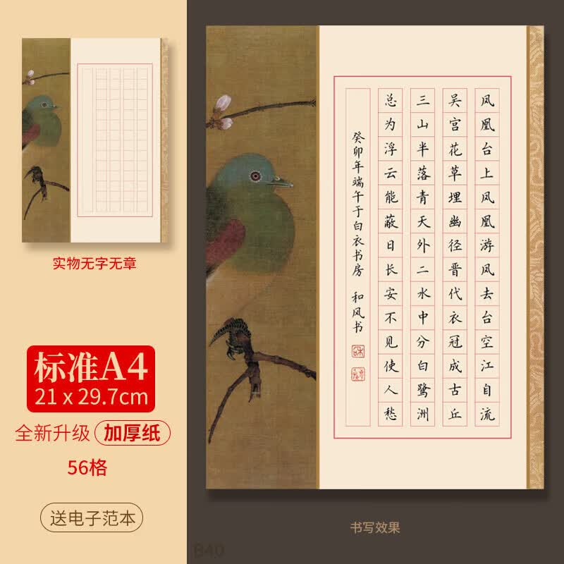 字的硬笔书法硬笔书法纸加厚书法比赛作品专用a4方格练习纸国 56格 桃