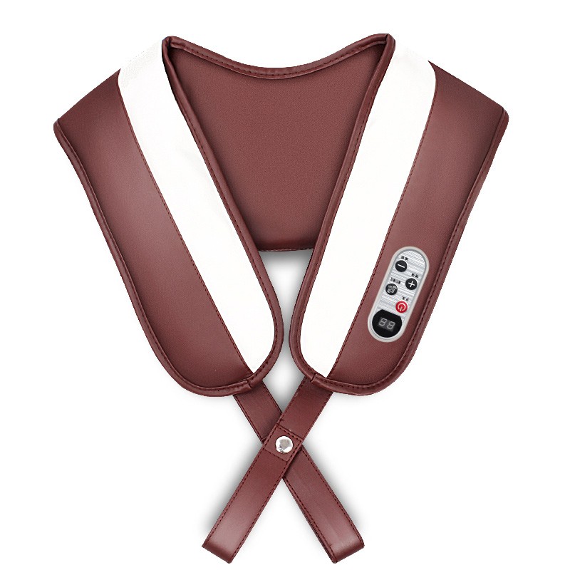 茗振(MZ) 颈椎按摩器仪捶背敲打颈部腰部肩膀部颈肩脖子肩颈家用捶打按摩披肩 经典款-双核-无腰带-普通PU