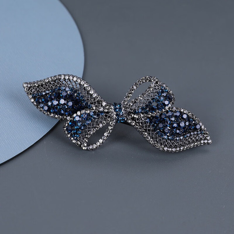 览日鸟夹子头饰蝴蝶结发夹女后脑勺妈妈发卡优雅中号横夹弹簧夹水钻顶