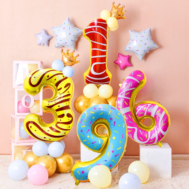 派对装饰男孩女孩甜甜圈立柱儿童宝宝周岁场景布置 甜甜圈立柱数字0