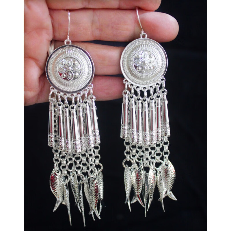 铭闽少数民族耳环银饰头饰苗族舞蹈演出佩戴夸张苗520情人节送男女友