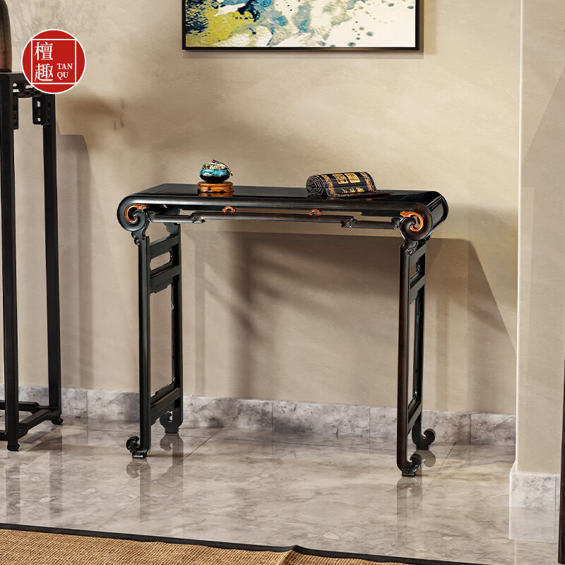 檀趣红木家具紫光檀(学名:东非黑黄檀)古琴桌卷头案门厅玄关 卷书案