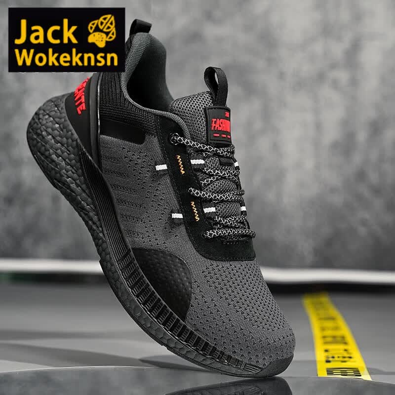 jack wokeknsn狼爪云品牌休闲鞋2024春款加厚飞织运动鞋男时尚跑步鞋